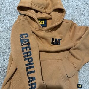 Caterpillar Tan Hoodie with Black Logo